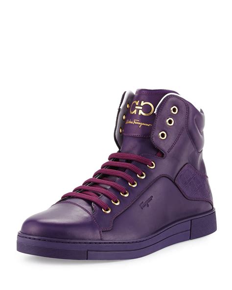 men's purple high top sneakers.